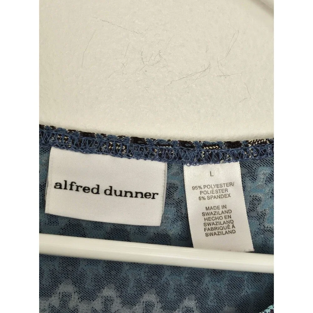 Alfred Dunner Rippled Pattern Lace Top Blouse Lined 3/4 Sleeve Women's L